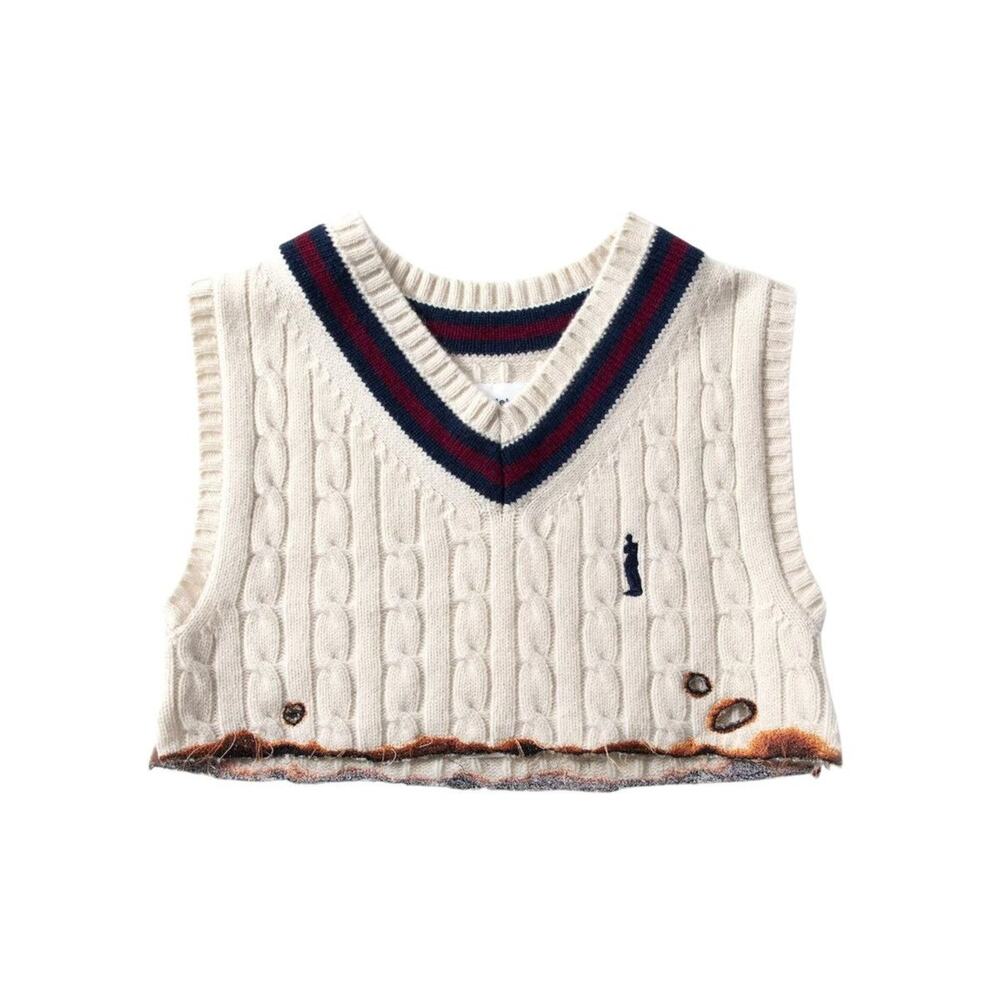 Burning embroidered cropped vest